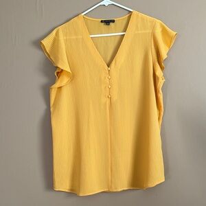 Adrianna Papell Yellow Flutter Sleeve Blouse